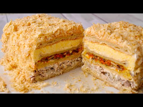 Видео: Закусочный Торт "Наполеон" очень Вкусный и Сытный