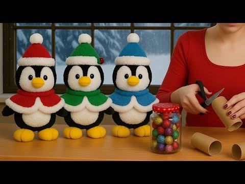 Видео: 😍Всем понравится эта конфетница в виде пингвина🍬/💥Превращение стеклянной банки в пингвина