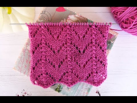 Видео: Ажурный узор спицами "Остроконечные арки". Вязание спицами.