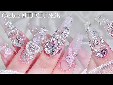 Видео: sub) Омбре с блестками MIU MIU Nails!🎀✨/ 🇰🇷Корейский маникюр / Нейл-арт / ASMR