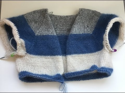 Видео: Часть 2. Кардиган с V- образным вырезом регланом сверху. Подрезы.