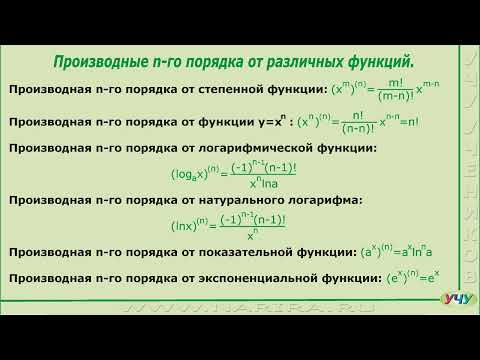 Видео: Производные высших порядков.