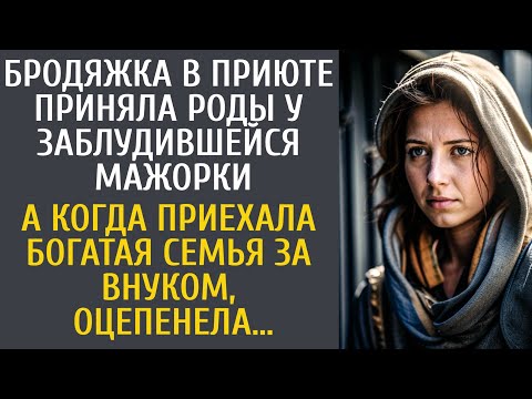 Видео: Бродяжка в приюте приняла роды у заблудившейся мажорки… А когда приехала богатая семья за внуком…