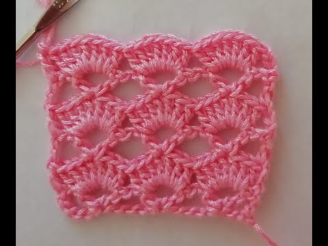 Видео: Вязание крючком - Узор ракушка