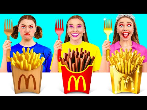 Видео: Бедная vs Богатая vs Ультра Богатая еда Челлендж | Битвы с Едой от BaRaDa Challenge