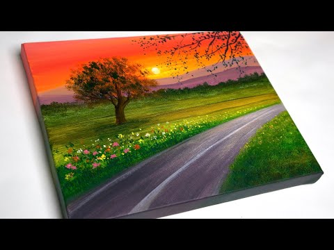 Видео: Картина заката | Пейзажная живопись для начинающих