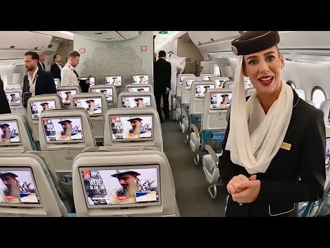 Видео: Обзор Airbus A350 от Emirates | Презентация салона и планера | Dubai Airshow