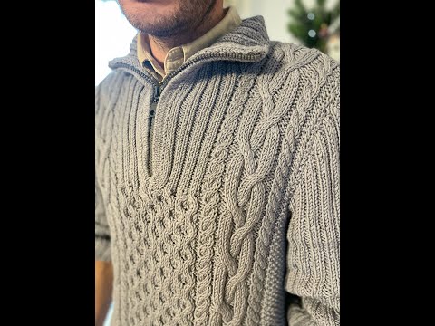 Видео: Вяжем мужской свитер спицами МК часть 2 (вяжем подробно перед)