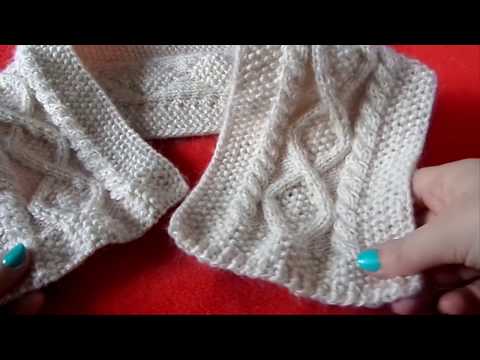 Видео: Шарф узорами ромбы и жгуты. Вязание спицами.