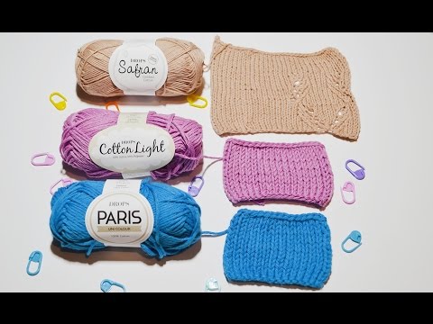 Видео: Образцы из пряжи Drops /  Safran, Cotton Light, PARIS