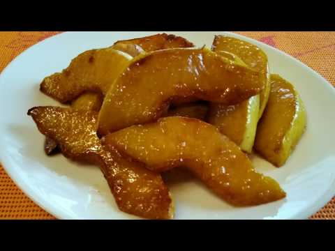 Видео: Жареная айва в карамели. Гарнир из айвы к мясу.