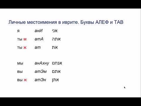 Видео: 32 Личные местоимения в иврите. Секреты и особенности. Буквы АЛЕФ и ТАВ