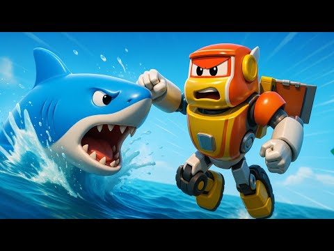 Видео: Осторожно! Слишком много акул! 🦈 Помоги, Супер Робот! | Робофьюз