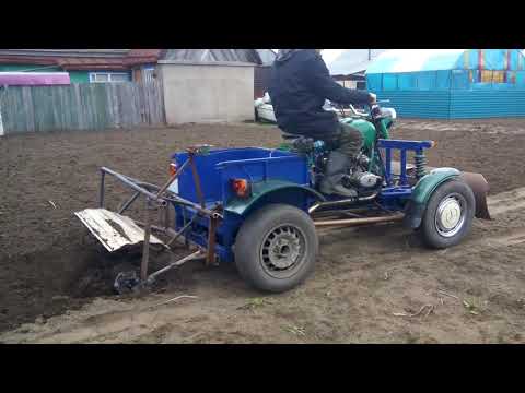 Видео: Самодельный трактор работа с фрезой