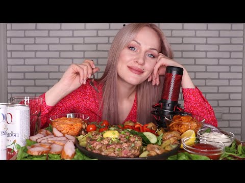 Видео: MUKBANG | Тартар из говядины, картофель, карпачо, закуски | Beef tartare, carpaccio, snacks не ASMR