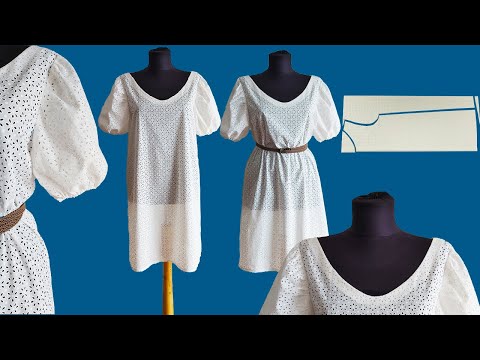 Видео: 💥 ПОДХОДИТ НА ВСЕ РАЗМЕРЫ | Очень простое летнее платье с рукавами-арбузами без узора |