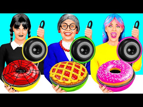 Видео: Кулинарный Челлендж: Уэнсдей Против Бабушки | Вкусные Кухонные Лайфхаки от Best Funny Challenges