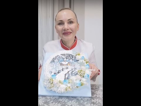 Видео: МК❄️ Белково-заварная флористика для зимнего торта с Еленой Поповой❄️🎄Winter style cake decoration