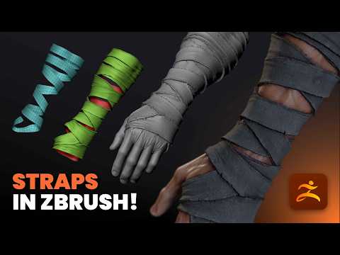 Видео: Создавайте реалистичные ремни и бинты в ZBrush