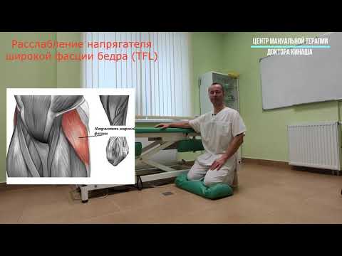Видео: Расслабление напрягателя широкой фасции бедра (TFL). Боль в бедре