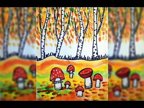 Видео: Рисуем грибочки в лесочке. для детей 5-6 лет