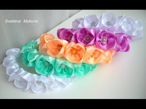 Видео: веночек в стиле канзаши (  канзаши тюльпан)