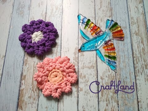 Видео: Кудрявый цветок из трикотажной пряжи (мини МК)