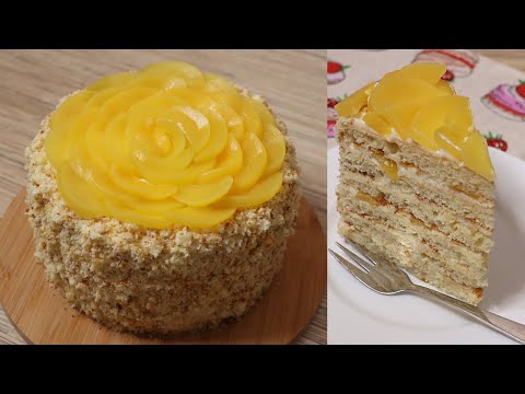 Видео: Вкусный домашний торт | Молочная девочка с персиками. Торт без крем чиза.
