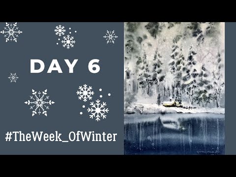 Видео: Как нарисовать снежный пейзаж акварелью | Сумрачный лес | День 6 #TheWeek_OfWinter