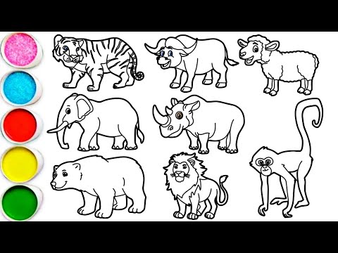 Видео: Рисуем удивительных животных за считанные минуты: тигра, буйвола, овцу, слона, носорога, медведя,...