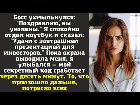 Видео: Босс ухмыльнулся: "Поздравляю, вы уволены." Я спокойно отдал ноутбук и сказал