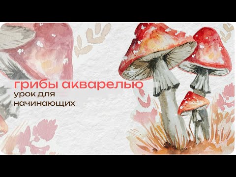 Видео: Как рисовать грибы акварелью | мухомор | простые уроки акварель | уроки для начинающих