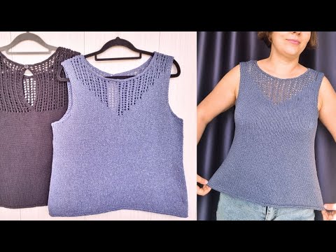 Видео: ⭐Роскошный летний ТОП спицами А-Силуэт 💃💃💃