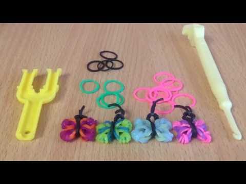 Видео: Бабочка из резинок на рогатке и на станке Rainbow loom