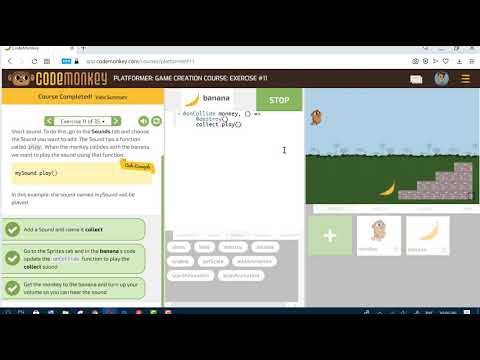 Видео: Platformer. Game Creation Course: Exercise#1-35. CODEMONKEY. Платформер. Курс по созданию игр.