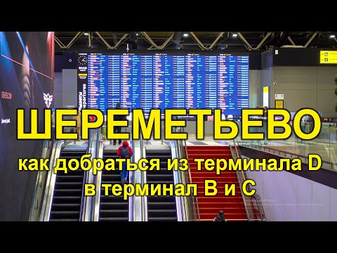 Видео: Аэропорт Шереметьево как добраться из терминала D в терминал B и C. Шатл между терминалами.