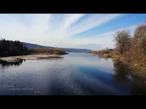 Видео: Осенний пейзаж и река Волга / Самарская область / Ставропольский район / Russia