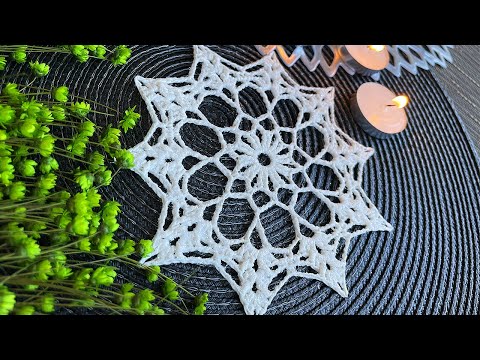 Видео: Снежинка крючком № 4, новогодний декор на ёлку