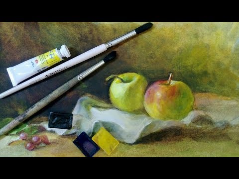 Видео: Как нарисовать яблоки акварелью?