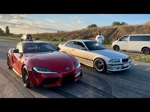 Видео: Кулибин на BMW e36 turbo против Supra 500HP, C63 AMG, Tesla 3 Perfomance