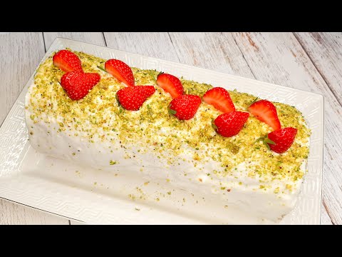 Видео: 🍓КЛУБНИЧНЫЙ РУЛЕТ! Тает во рту! Нежнейший Орехово-бисквитный рулет со сливками! Клубничный десерт!