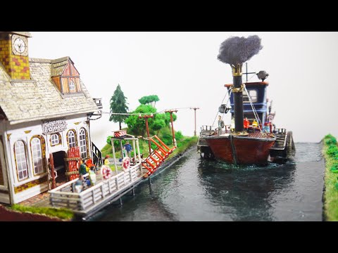 Видео: ДИОРАМА. "Речной вокзал и пароход". Река из эпоксидного клея. DIY.