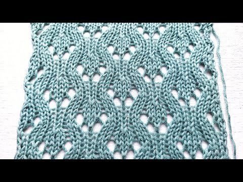 Видео: Симпатичный ажурный узор на лицевой глади 🎀 Для вязания джемперов, маечек