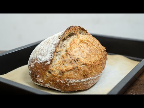 Видео: Оставьте муку на ночь! Быстро приготовьте вкусный деревенский цельнозерновой хлеб