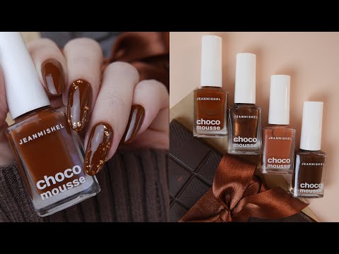 Видео: Шоколадный маникюр, обзор лаков Jeanmishel Choco Mousse (обычный лак)