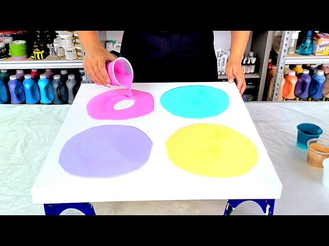 Видео: Весенние цветы 🌺 и мягкие пастельные тона! - Акриловая живопись - Fluid Art