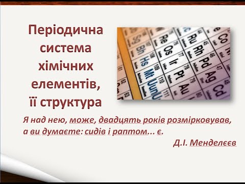 Видео: Хімія 8 клас Урок 8 Структура Періодичної системи елементів Д.І.Менделєєва