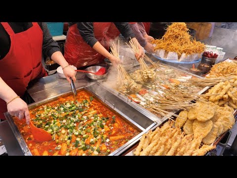 Видео: Потрясающий масштаб! Market Best 5 Tteokbokki, темпура / корейская уличная еда