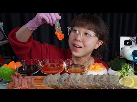 Видео: Сырые креветки🦐Mukbang eating show