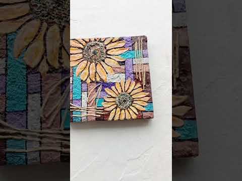 Видео: Подсолнухи декоративное панно 20х20  #craft #art #diy #acrylicpainting #artwork #painting #flowers